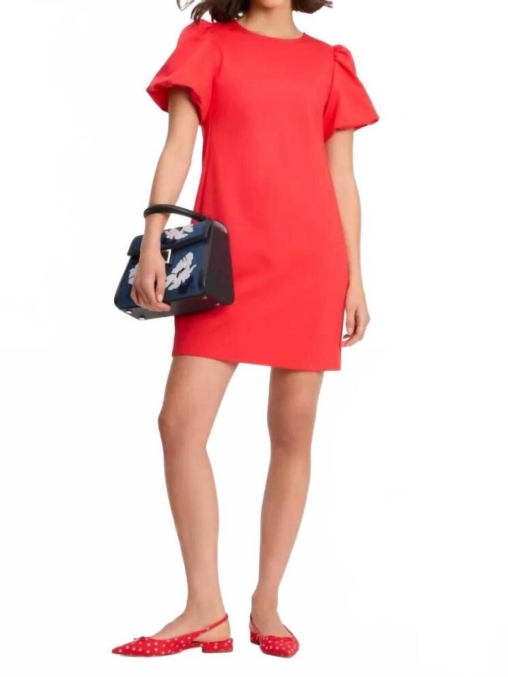 Kate Spade Ponderosa Red Puff Sleeve Ponte Shift Mini Dress XS NWT Career